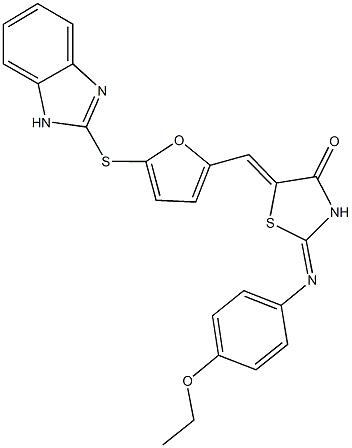 5-{[5-(1H-benzimidazol-2-ylsulfanyl)-2-furyl]methylene}-2-[(4-ethoxyphenyl)imino]-1,3-thiazolidin-4-one Structure