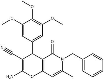 444113-66-0 2-amino-6-benzyl-7-methyl-5-oxo-4-(3,4,5-trimethoxyphenyl)-5,6-dihydro-4H-pyrano[3,2-c]pyridine-3-carbonitrile