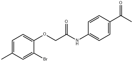 N-(4-acetylphenyl)-2-(2-bromo-4-methylphenoxy)acetamide Struktur