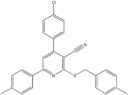 4-(4-chlorophenyl)-2-[(4-methylbenzyl)sulfanyl]-6-(4-methylphenyl)nicotinonitrile Struktur