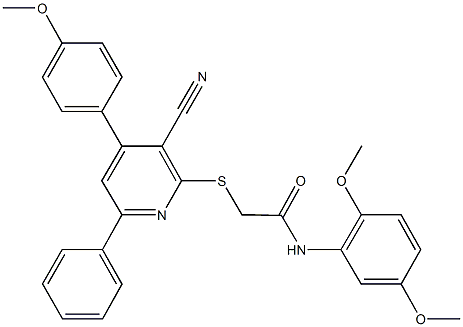 444155-30-0 2-{[3-cyano-4-(4-methoxyphenyl)-6-phenyl-2-pyridinyl]sulfanyl}-N-(2,5-dimethoxyphenyl)acetamide