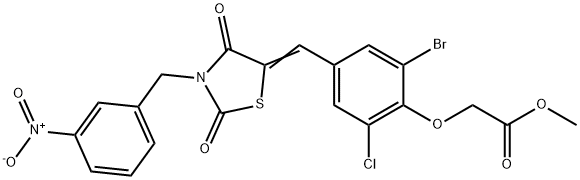 444176-47-0 methyl {2-bromo-6-chloro-4-[(3-{3-nitrobenzyl}-2,4-dioxo-1,3-thiazolidin-5-ylidene)methyl]phenoxy}acetate