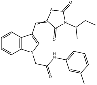 2-{3-[(3-sec-butyl-2,4-dioxo-1,3-thiazolidin-5-ylidene)methyl]-1H-indol-1-yl}-N-(3-methylphenyl)acetamide|