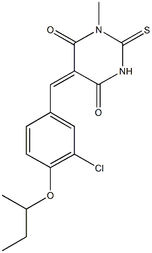 5-(4-sec-butoxy-3-chlorobenzylidene)-1-methyl-2-thioxodihydro-4,6(1H,5H)-pyrimidinedione Struktur
