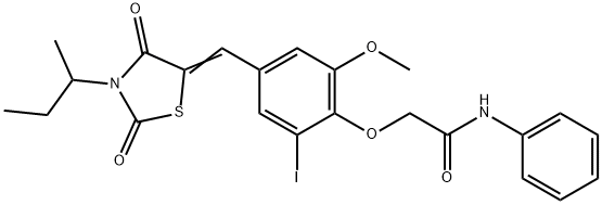 2-{4-[(3-sec-butyl-2,4-dioxo-1,3-thiazolidin-5-ylidene)methyl]-2-iodo-6-methoxyphenoxy}-N-phenylacetamide|