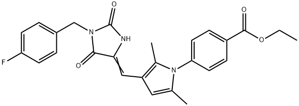 ethyl 4-(3-{[1-(4-fluorobenzyl)-2,5-dioxoimidazolidin-4-ylidene]methyl}-2,5-dimethyl-1H-pyrrol-1-yl)benzoate,444782-66-5,结构式