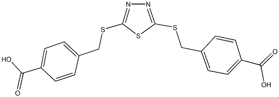 4-[({5-[(4-carboxybenzyl)sulfanyl]-1,3,4-thiadiazol-2-yl}sulfanyl)methyl]benzoic acid Structure