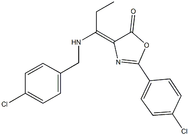 4-{1-[(4-chlorobenzyl)amino]propylidene}-2-(4-chlorophenyl)-1,3-oxazol-5(4H)-one Struktur