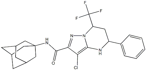 N-(1-adamantyl)-3-chloro-5-phenyl-7-(trifluoromethyl)-4,5,6,7-tetrahydropyrazolo[1,5-a]pyrimidine-2-carboxamide Structure
