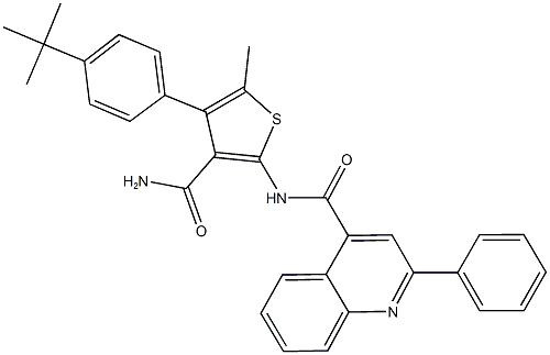 444909-17-5 N-[3-(aminocarbonyl)-4-(4-tert-butylphenyl)-5-methyl-2-thienyl]-2-phenyl-4-quinolinecarboxamide