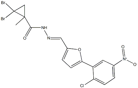 2,2-dibromo-N'-[(5-{2-chloro-5-nitrophenyl}-2-furyl)methylene]-1-methylcyclopropanecarbohydrazide 结构式