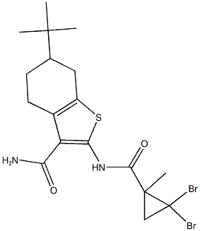 6-tert-butyl-2-{[(2,2-dibromo-1-methylcyclopropyl)carbonyl]amino}-4,5,6,7-tetrahydro-1-benzothiophene-3-carboxamide Structure