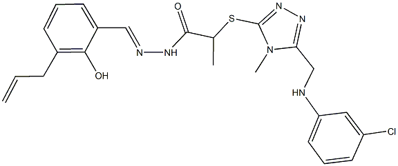N'-(3-allyl-2-hydroxybenzylidene)-2-({5-[(3-chloroanilino)methyl]-4-methyl-4H-1,2,4-triazol-3-yl}sulfanyl)propanohydrazide 结构式