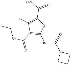 ethyl 5-(aminocarbonyl)-2-[(cyclobutylcarbonyl)amino]-4-methyl-3-thiophenecarboxylate,444935-46-0,结构式