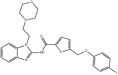 5-[(4-iodophenoxy)methyl]-N-{1-[2-(4-morpholinyl)ethyl]-1H-benzimidazol-2-yl}-2-furamide Struktur