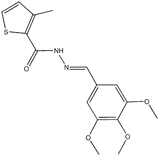 3-methyl-N'-(3,4,5-trimethoxybenzylidene)-2-thiophenecarbohydrazide Struktur