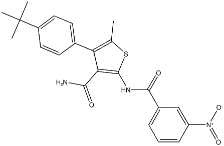 4-(4-tert-butylphenyl)-2-({3-nitrobenzoyl}amino)-5-methylthiophene-3-carboxamide Struktur