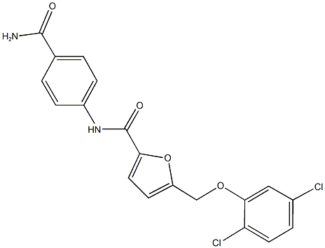 N-[4-(aminocarbonyl)phenyl]-5-[(2,5-dichlorophenoxy)methyl]-2-furamide Structure