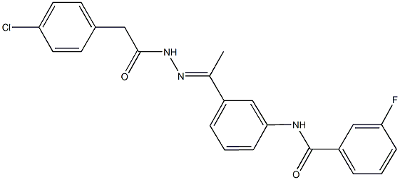 N-(3-{N-[(4-chlorophenyl)acetyl]ethanehydrazonoyl}phenyl)-3-fluorobenzamide,445008-49-1,结构式