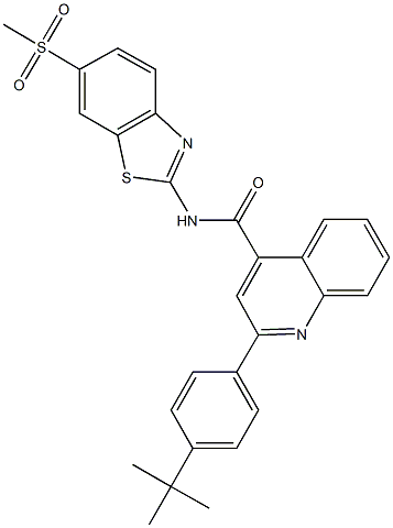 2-(4-tert-butylphenyl)-N-[6-(methylsulfonyl)-1,3-benzothiazol-2-yl]-4-quinolinecarboxamide Structure