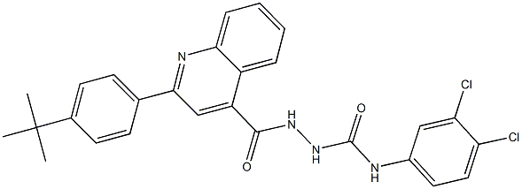 2-{[2-(4-tert-butylphenyl)-4-quinolinyl]carbonyl}-N-(3,4-dichlorophenyl)hydrazinecarboxamide Struktur