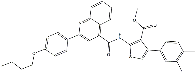 methyl 2-({[2-(4-butoxyphenyl)-4-quinolinyl]carbonyl}amino)-4-(3,4-dimethylphenyl)-3-thiophenecarboxylate Structure