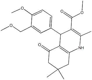 methyl 4-[4-methoxy-3-(methoxymethyl)phenyl]-2,7,7-trimethyl-5-oxo-1,4,5,6,7,8-hexahydro-3-quinolinecarboxylate 化学構造式
