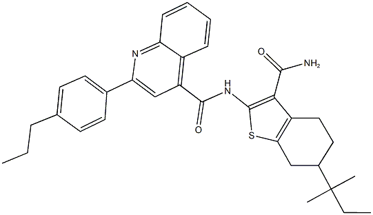 N-[3-(aminocarbonyl)-6-tert-pentyl-4,5,6,7-tetrahydro-1-benzothien-2-yl]-2-(4-propylphenyl)-4-quinolinecarboxamide 结构式