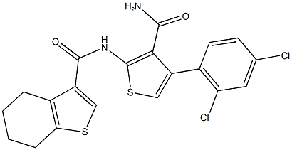 N-[3-(aminocarbonyl)-4-(2,4-dichlorophenyl)-2-thienyl]-4,5,6,7-tetrahydro-1-benzothiophene-3-carboxamide Structure