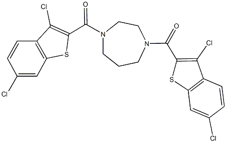1,4-bis[(3,6-dichloro-1-benzothien-2-yl)carbonyl]-1,4-diazepane Structure