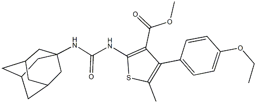 methyl 2-{[(1-adamantylamino)carbonyl]amino}-4-(4-ethoxyphenyl)-5-methyl-3-thiophenecarboxylate Struktur