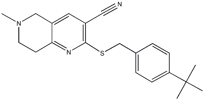 2-[(4-tert-butylbenzyl)sulfanyl]-6-methyl-5,6,7,8-tetrahydro[1,6]naphthyridine-3-carbonitrile Structure