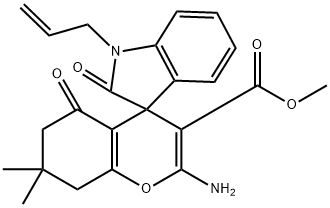 methyl 2-amino-7,7-dimethyl-1'-allyl-2',5-oxo-5,6,7,8-tetrahydro-spiro[4H-chromene-4,3'-(2'H)-indole]-3-carboxylate Structure