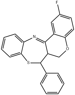 2-fluoro-7-phenyl-6a,7-dihydro-6H-chromeno[3,4-c][1,5]benzothiazepine 化学構造式