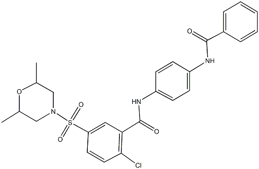 N-[4-(benzoylamino)phenyl]-2-chloro-5-[(2,6-dimethyl-4-morpholinyl)sulfonyl]benzamide Struktur