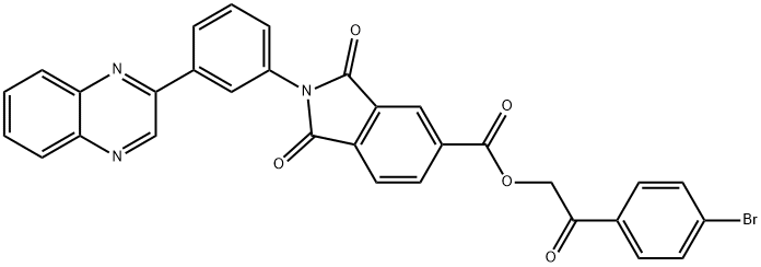 2-(4-bromophenyl)-2-oxoethyl 1,3-dioxo-2-[3-(2-quinoxalinyl)phenyl]-5-isoindolinecarboxylate Struktur