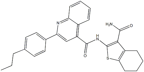 N-[3-(aminocarbonyl)-4,5,6,7-tetrahydro-1-benzothien-2-yl]-2-(4-propylphenyl)-4-quinolinecarboxamide Struktur