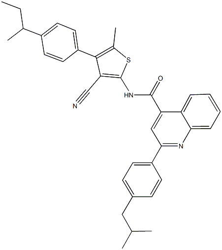 N-[4-(4-sec-butylphenyl)-3-cyano-5-methyl-2-thienyl]-2-(4-isobutylphenyl)-4-quinolinecarboxamide,445233-59-0,结构式