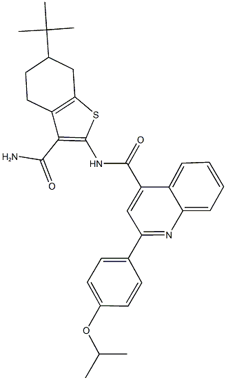 N-[3-(aminocarbonyl)-6-tert-butyl-4,5,6,7-tetrahydro-1-benzothien-2-yl]-2-(4-isopropoxyphenyl)-4-quinolinecarboxamide Struktur