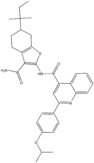 N-[3-(aminocarbonyl)-6-tert-pentyl-4,5,6,7-tetrahydro-1-benzothien-2-yl]-2-(4-isopropoxyphenyl)-4-quinolinecarboxamide Structure