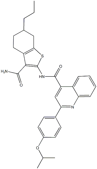 N-[3-(aminocarbonyl)-6-propyl-4,5,6,7-tetrahydro-1-benzothien-2-yl]-2-(4-isopropoxyphenyl)-4-quinolinecarboxamide 结构式