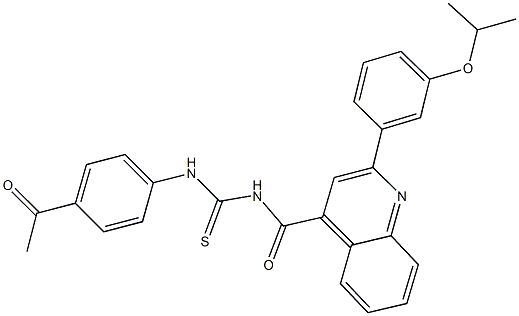 N-(4-acetylphenyl)-N'-{[2-(3-isopropoxyphenyl)-4-quinolinyl]carbonyl}thiourea Structure