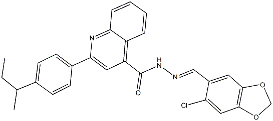 2-(4-sec-butylphenyl)-N'-[(6-chloro-1,3-benzodioxol-5-yl)methylene]-4-quinolinecarbohydrazide Structure