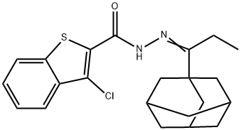 N'-[1-(1-adamantyl)propylidene]-3-chloro-1-benzothiophene-2-carbohydrazide Struktur