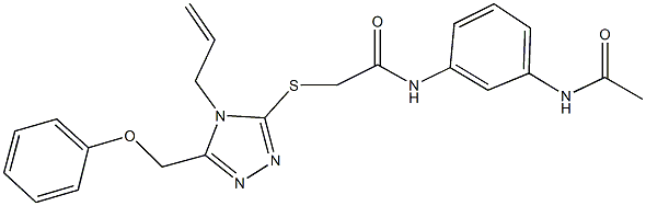 N-[3-(acetylamino)phenyl]-2-{[4-allyl-5-(phenoxymethyl)-4H-1,2,4-triazol-3-yl]sulfanyl}acetamide Struktur