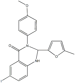 6-iodo-3-(4-methoxyphenyl)-2-(5-methyl-2-furyl)-2,3-dihydro-4(1H)-quinazolinone Structure