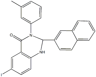 6-iodo-3-(3-methylphenyl)-2-(2-naphthyl)-2,3-dihydro-4(1H)-quinazolinone 结构式