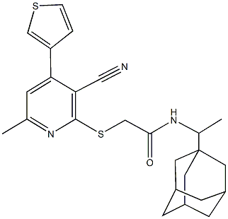N-[1-(1-adamantyl)ethyl]-2-{[3-cyano-6-methyl-4-(3-thienyl)-2-pyridinyl]sulfanyl}acetamide Structure
