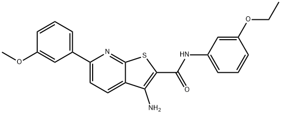 3-amino-N-(3-ethoxyphenyl)-6-(3-methoxyphenyl)thieno[2,3-b]pyridine-2-carboxamide 化学構造式