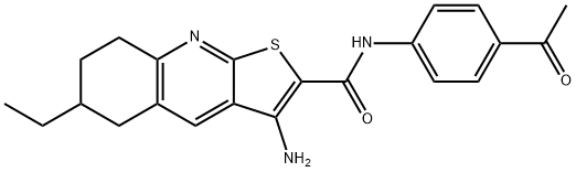 N-(4-acetylphenyl)-3-amino-6-ethyl-5,6,7,8-tetrahydrothieno[2,3-b]quinoline-2-carboxamide Structure
